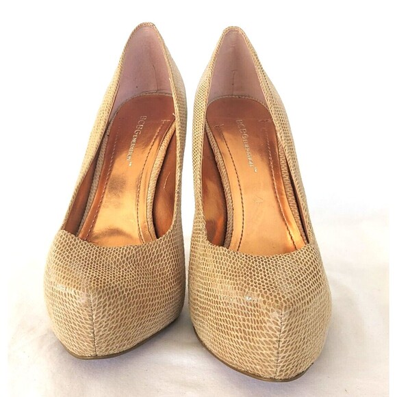 BCBGENERATION BG PARADE SNAKESKIN PLATFORM PUMPS Size B Brand New Tan Color - Picture 6 of 10